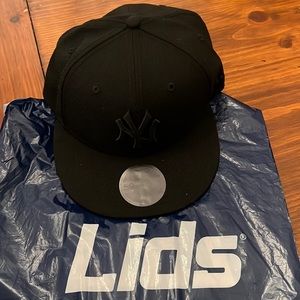 Black on Black NY fitted hat size 7 1/4